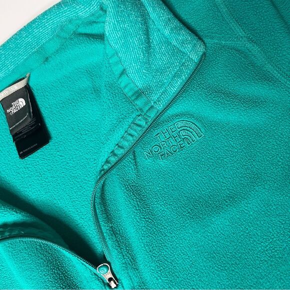 The North Face Green Zip Up Fleece Sweater size medium - Picture 3 of 5